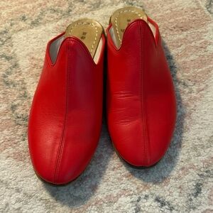 Sabah Bright Red Leather Slip-Ons